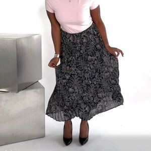 Reitmans Navy Floral Maxi Skirt Spring Garden Party Flowy Size XL